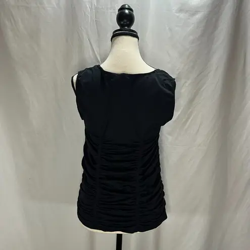 LAST TANG0 Black L/XL Sleeveless Scoop Neck Ruched Tank Top Size L