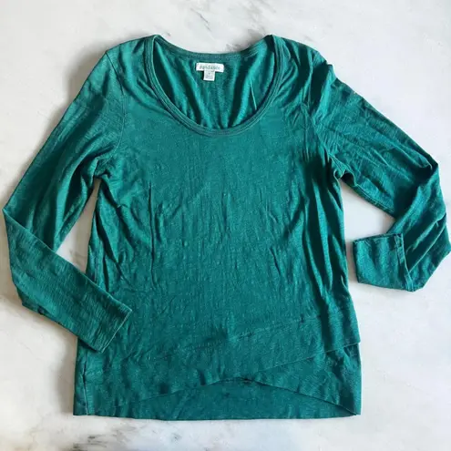 Sundance Womens Top Size S Long Sleeve Layered Hem Green Cotton Blend