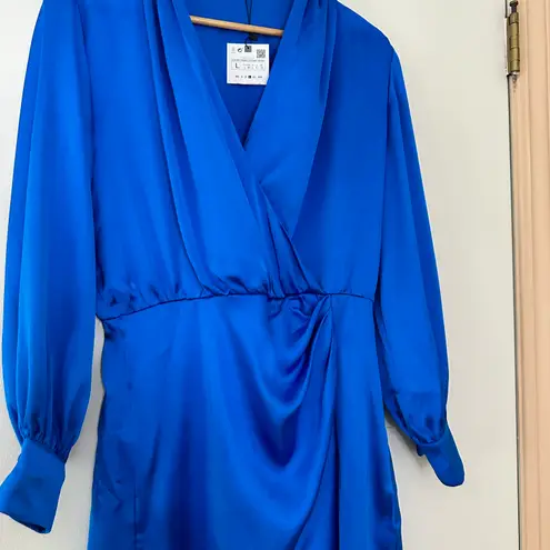 ZARA NWT  Royal Blue Wrap Dress Sz L