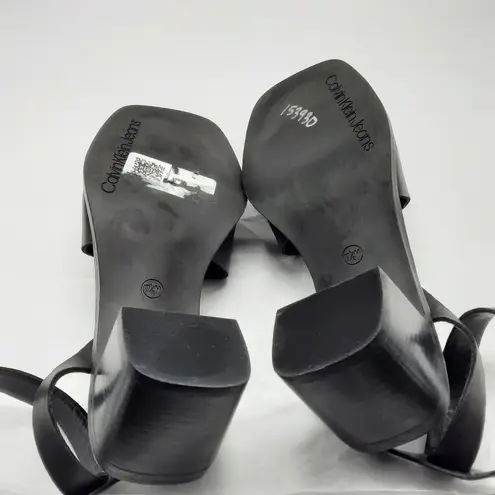 Calvin Klein  Jeans Shoes Women's Size 7.5M Black Leather High Heel Sandals