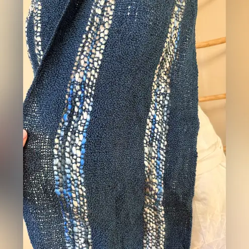 New Rising Tide Artisan Made Zola Woven Fringe Scarf Ocean Blue