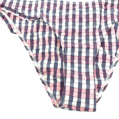 Topshop  Women's Size US 8 Plaid Bikini Bottom Pink White NWOT