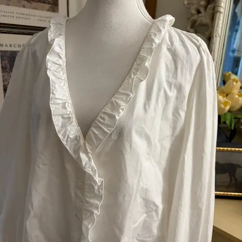 Sézane SEZANE White Chamise Aluki Rosine Ruffle Button Down Shirt Size 40 NWT