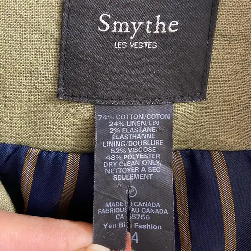 Smythe Revolve olive green blazer cotton linen peak lapel Sz 4