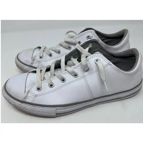 Converse  All Star Junior Leather Sneaker Size 6 Blue Spots on‎ Left Side in Pic.