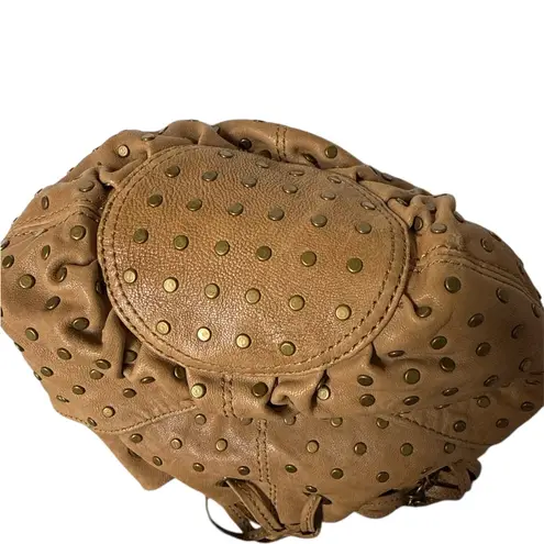 Olivia Harris Brown Studded Bucket Bag Crossbody Tan