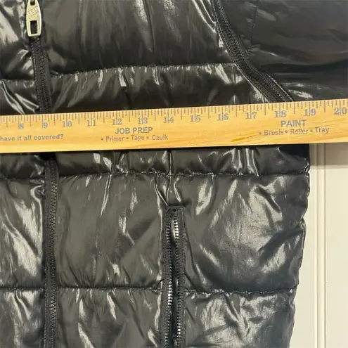 Steve Madden  Convertible Puffer Jacket Vest M Black Shiny Wet Look Y2K 90s Cyber - Image 3