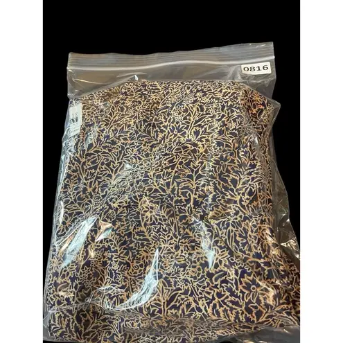 Leslie Fay Bold Blue Tan Floral Button Up Suede Feel Long Sleeve Dressy Top 18