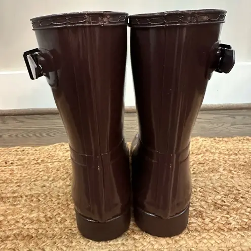 Hunter  Gloss Short Rain Boots - Cherry brandy - Size 10