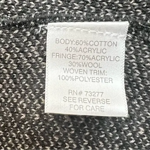 Dana Buchman Gray Knitted Open Front Cardigan Sweater M Ruffled Fringed