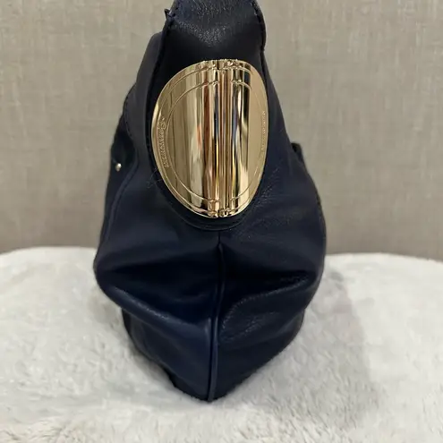 B Makowsky Timeless Giamma00 Blue Suede Leather Hobo Shoulder Handbag Purse