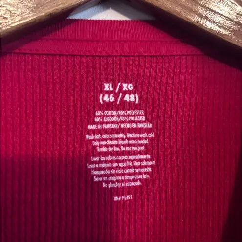 Ugly Christmas Sweater Red Waffle Knit Casual Santa Ho Ho Ho Festive Holiday Top