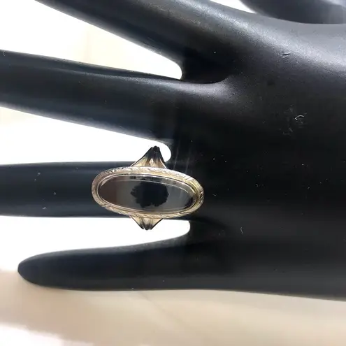 10K SOLID WHITE GOLD CABACHON DENDRITE OPAL OVAL SHAPED STATEMENT RING (6.25) Silver