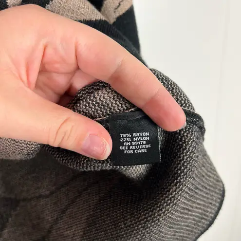 Premise Black Brown Leaf Print Bell Sleeve Knit Sweater Top Boat Neck Small S