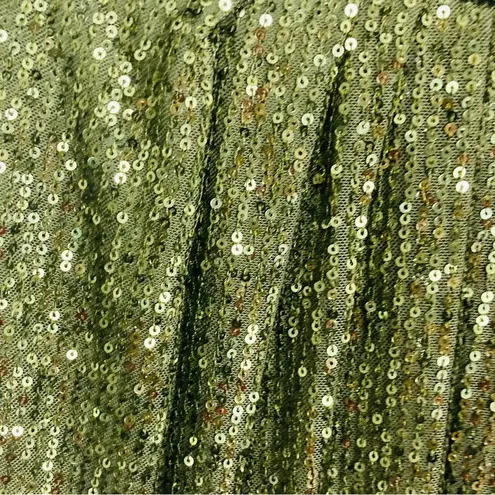 Mac Duggal Ieena olive green sequin full length long sleeve high slit gown. 6