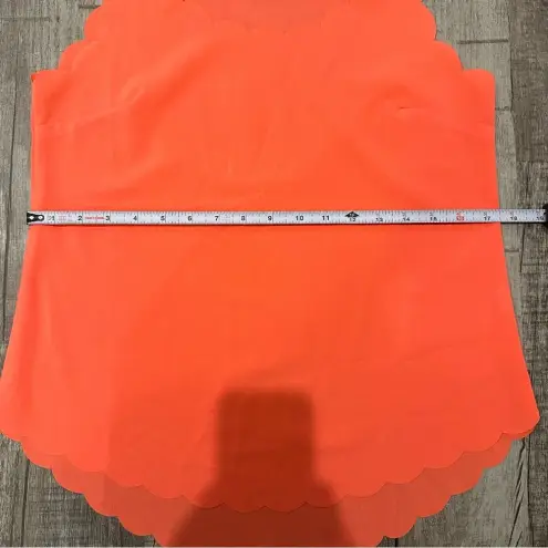 MINE Scalloped Sleeveless Tank Top Blouse Orange