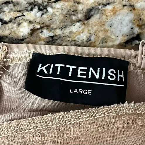 Kittenish Gold Champagne Satin Midi Slip Dress Nye Party Night Out Milkmaid L