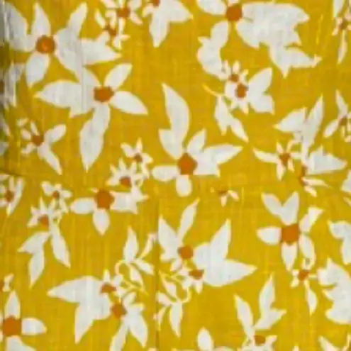 Kori America Jumpsuit Womens Medium Yellow White Floral Wide Leg Boho Peasant