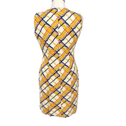 J. McLaughlin Plaid Shift Dress Sleeveless Yellow Cream Multi-Color Size Small
