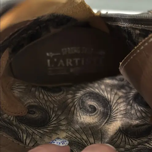 Spring Step Brown and Black Lace Up Boots with Side Zipper