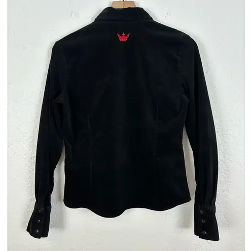 Harley Davidson Women's Dragon Embroidered Corduroy Button Down Shirt M Black Size M