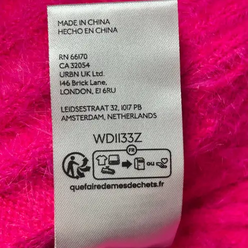 NWT Anthropologie Flat White Pink Fuzzy Turtleneck Long Sleeve Sweater Dress XL