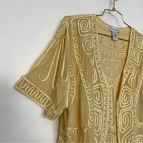 Soft Surroundings Soft Surrounding Size 1X Bolero Jacket Sheer Short Sleeve Cream Yellow