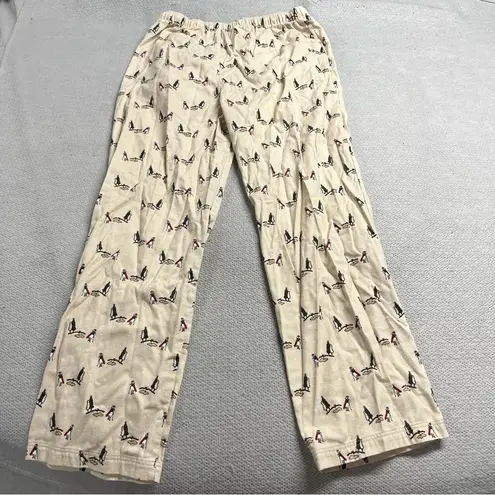 Garnet Hill Beige Cream Flannel Golf Theme 100% Pima Cotton Pajama Pants Large