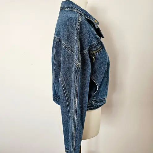 American Bazi Blue Denim Biker Jacket Size Large