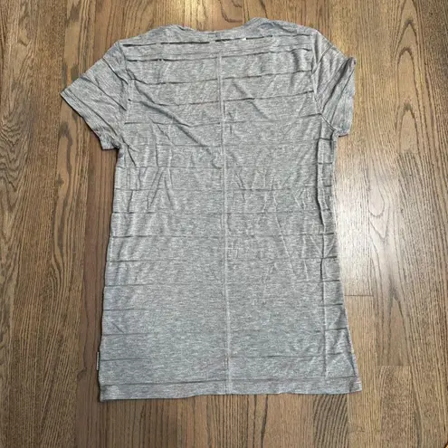 Calvin Klein Jeans Sheer Striped Tee Shirt Women's Size Small Gray S/S Top