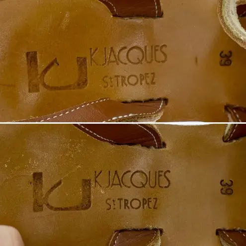 St. Tropez KJ K. Jacques Tan Suede Strappy Buckle 4" Cork Wedge Sandal 39 7.5 8