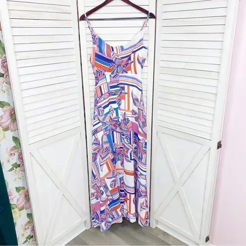 Foxiedox Kai Chiffon Maxi Dress Geometric Floral Stripe Multi Print XS
