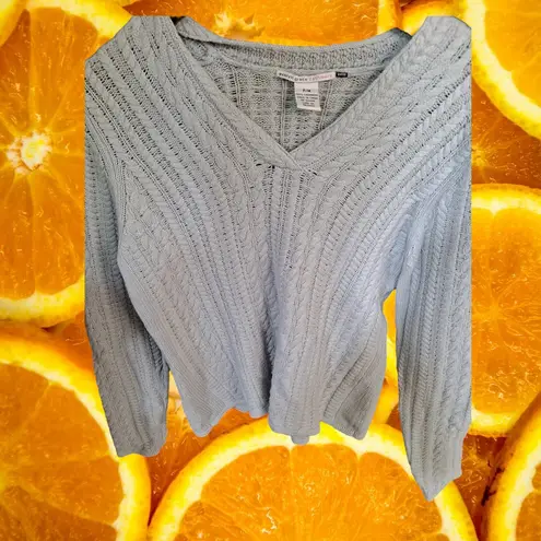 Evelyn Grace Light Blue/Green Cashmere V Neck Cable Knit Sweater Size Petite M Blue Size undefined