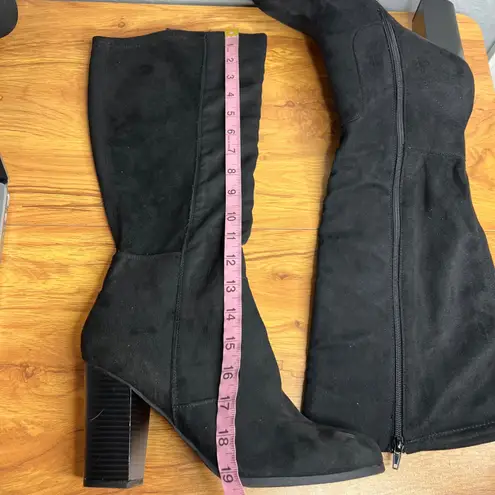 Style & Co Addy Heeled Knee High Boots Size 11 Black Faux Suede Casual Career