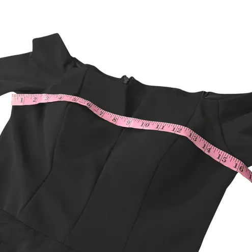 Betsy & Adam Black Off Shoulder Gown Formal Evening 6 S M