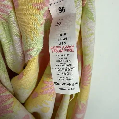 Miss Selfridge NWT ASOS Petite Bunny Tie Midi Slip Dress Bright Sunflower 2P