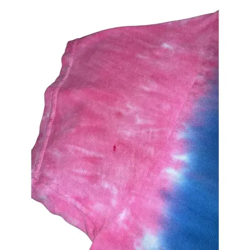 Puppie Love Tie Dyed T Shirt Women's Medium Pink Blue Summer Beach Vacation
