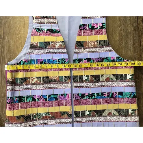 Handmade Women’s Cotton Quilted Multi-colored Printed Vest W/Jute EUC