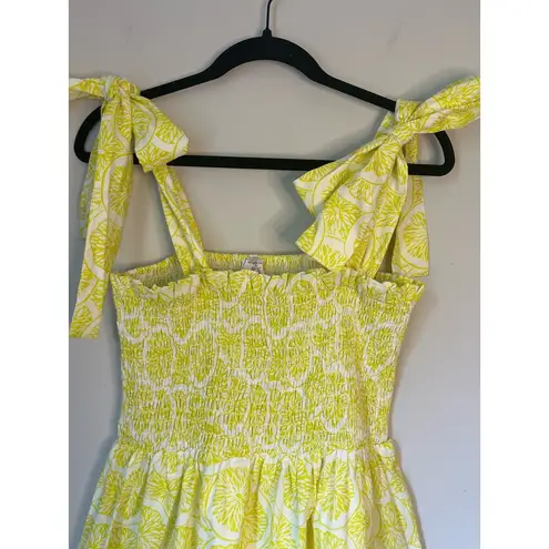 NWT Kathleen Maeve X Victoria Dunn Women Sundress Smocked Top Beachy Lemons sz L Yellow Size L