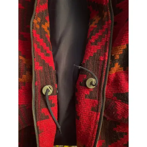 Woolrich Vintage 80s 90s maroon orange Tribal Aztec Southwestern Blanket Coat