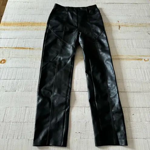 Wilfred Rebel Faux Leather Pants size 6 Aritzia Black Vegan Straight Leg