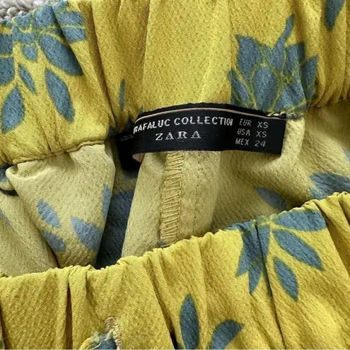 ZARA  Ruffle Skort XS / 24 MUSTARD YELLOW BLUE FLORAL PALM