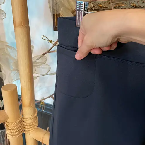 American Giant Ponte Kick Flare High Rise Navy Pants