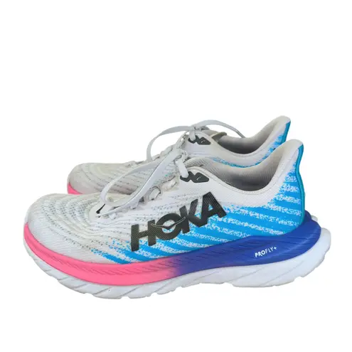 Hoka One One Mach 5 Womens Running Shoes White Blue Pink Size 7.5B