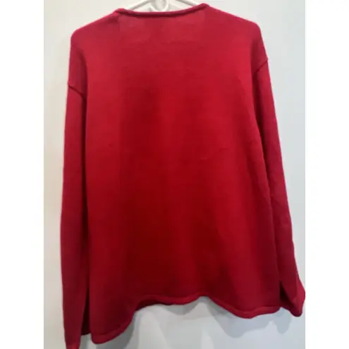 Vintage Crystal Kobe Knitted Christmas Sweater Cardigan Snowman Snowflakes Large Red