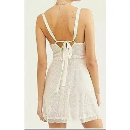 FREE PEOPLE Gold Rush Mini Dress Micro Sequin Cream Color Size XS SEXY COCKTAIL