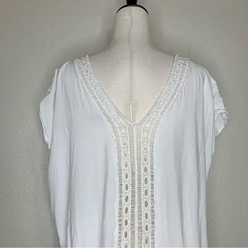 Boho Me White Eyelet Crochet Fringe CoverUp