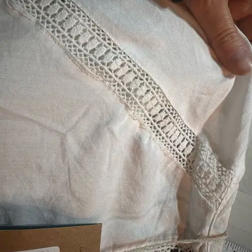 prAna NWT Women's White Tacana Peasant Crochet Boho Blouse Top Size Large