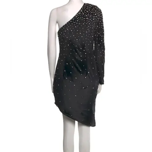 RETROFETE REVOLVE LANA BLACK ONE SHOULDER CRYSTAL EMBELLISH ASYMMETRICAL DRESS Size M