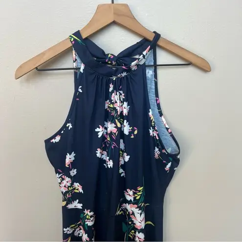 NEW Halter Neck Summer Sleeveless Casual Beach Dress Medium Navy Pink Floral Blue